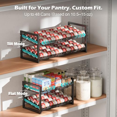 iSPECLE Can Organizer for Pantry - Expandable Width, Holds 48 Cans