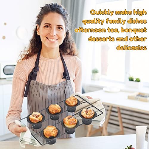 Shellwei 2 Pcs 12 Cups Nonstick Popover Pan Muffin Cupcake Pudding