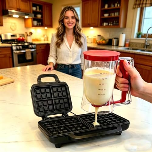 BBSTARZ 4-Cup Pancake Batter Dispenser, Red