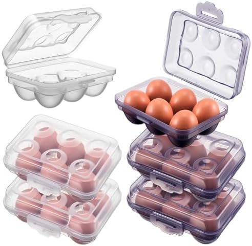 6 Pack 6-Grid Egg Holder for Fridge with Lid