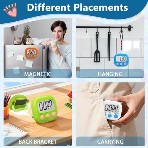 12 Pack Multi-Function Digital Timers, Large LCD Display