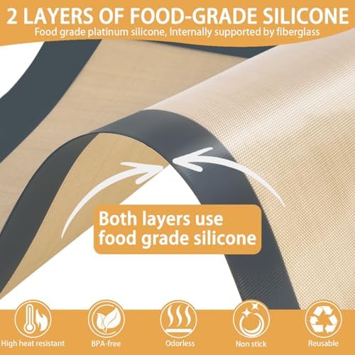 SenseYo 6 Pcs Silicone Baking Mat Non Slip Reusable BPA Free Silicone
