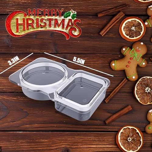 VOUKEN 10Pcs Double Compartment Condiment Container with Lid Double
