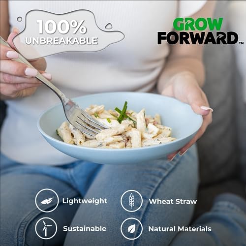 Grow Forward Premium Wheat Straw Pasta Bowls - 30oz Unbreakable Wide &