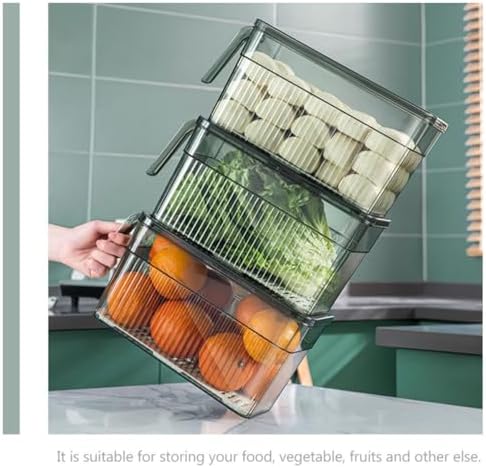 Green Refrigerator Produce Storage Container with Vented Lid Dial for