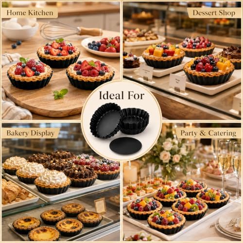 32 Pack Mini Tart Pans 3.1 Inch, Nonstick Carbon Steel Tartlet Pans