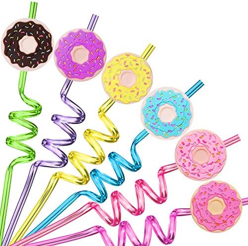 24 Reusable Donut Straws for Birthday Party Supplies | Party Favors