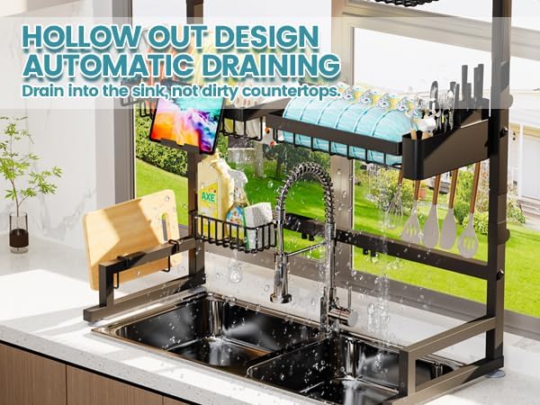 ADBIU Over The Sink Dish Drying Rack Snap-On Design 2 Tier Large Dish Rack) - Image 9