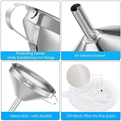 KALAVE Premium Stainless Steel Funnel, 5 Inch Food Grade Kitchen