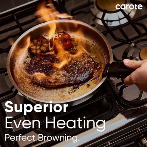CAROTE 15pcs Tri-Ply Stainless Steel Cookware Set with Detachable