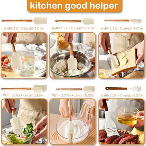 7 Piece Silicone Spatula Set, Food Grade Rubber Spatula Set with