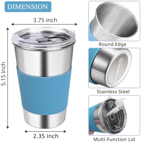 6 Pack Stainless Steel Tumblers & Water Glasses for Kids and Adults
