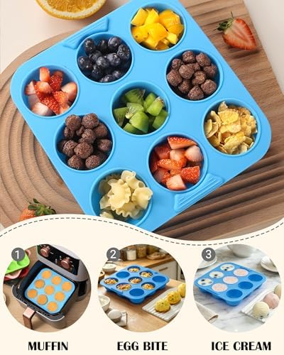 2 Pack Silicone Egg Bite Molds 9-Cavity Silicone Muffin Pans for