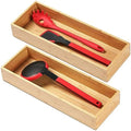 Umilife Bamboo Kitchen Utensils Organizer, Extra Long High Silverware