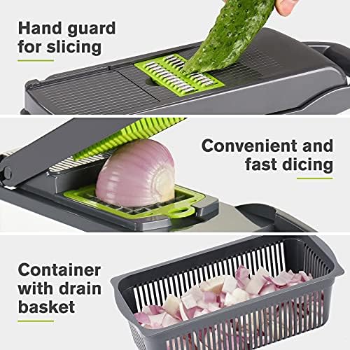 KEOUKE 12-in-1 Vegetable Chopper, Grey