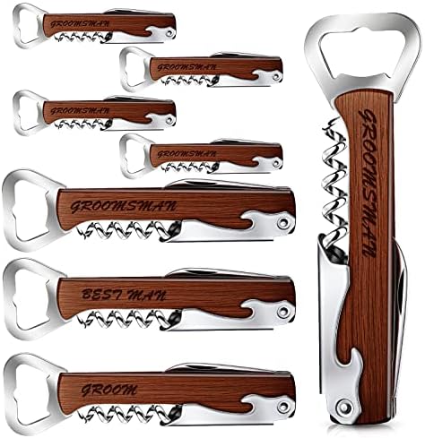 Lounsweer 8 Set Groomsmen Bottle Opener Corkscrew Wine Opener