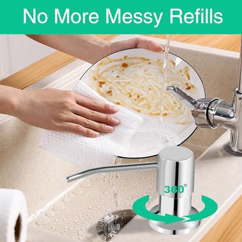 Soap Dispenser for Kitchen Sink with 47" Extension Tube, Chrome