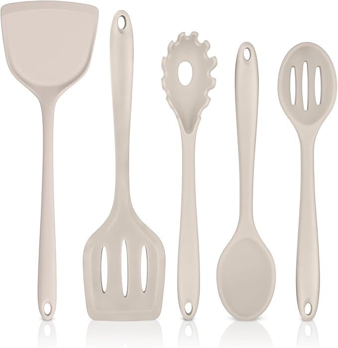 TeamFar Silicone Cooking Utensils Set, 5-Piece Heat Resistant Kitchen Utensils by TeamFar