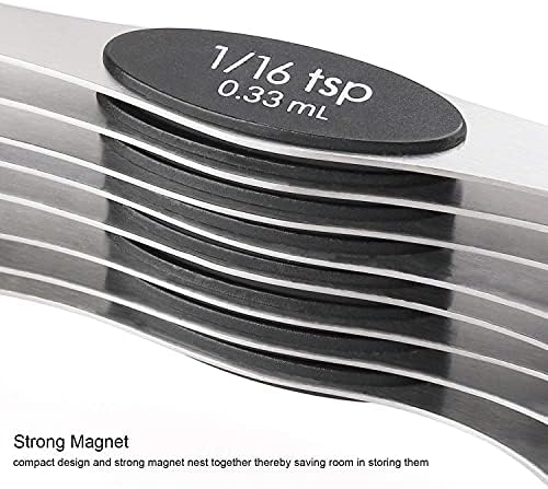 Magnetic Measuring Spoons Sets of 9 Stainless Steel Dual Sided