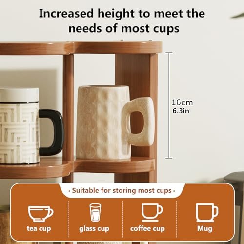 Wooden Coffee Mug Display Rack, Countertop Freestanding Grid Vintage