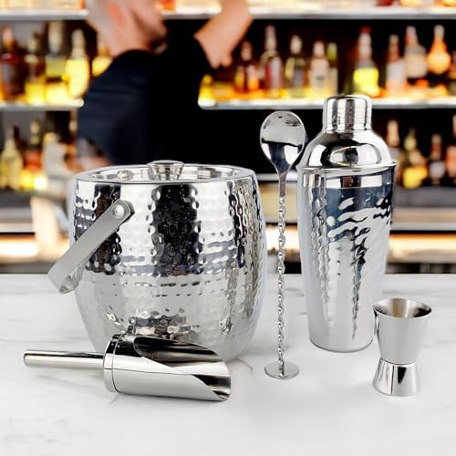 BREKX Insulated Ice Bucket for Cocktail Bar with Drink Shaker 5-Piece