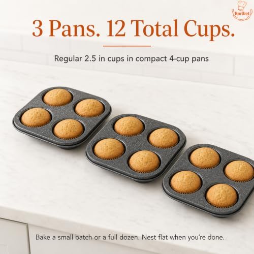 4-Cup Muffin Pan, Air Fryer Toaster Oven Muffin Tin Total 12 Cups