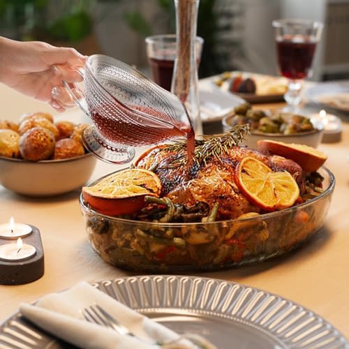 ZOOFOX 2 Pack 12 oz Glass Gravy Boat, Crystal Gravy Bowl with