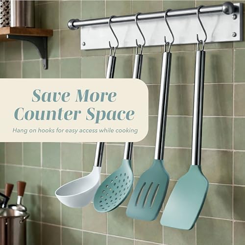 COOK WITH COLOR Silicone Cooking Utensils, 10 Pieces, Teal
