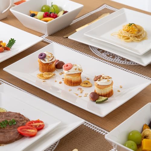 Porlien 12-inch White Porcelain Serving Platters for Party, Wedding