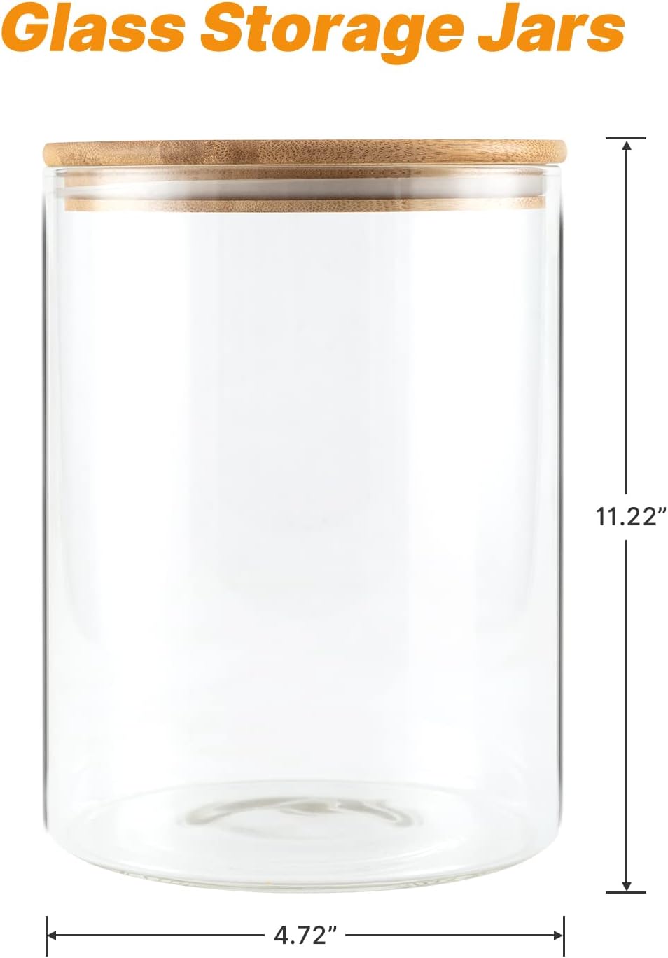 YUNCANG Glass Storage Jars,2 PACK -108oz/3200ml Clear Glass Food