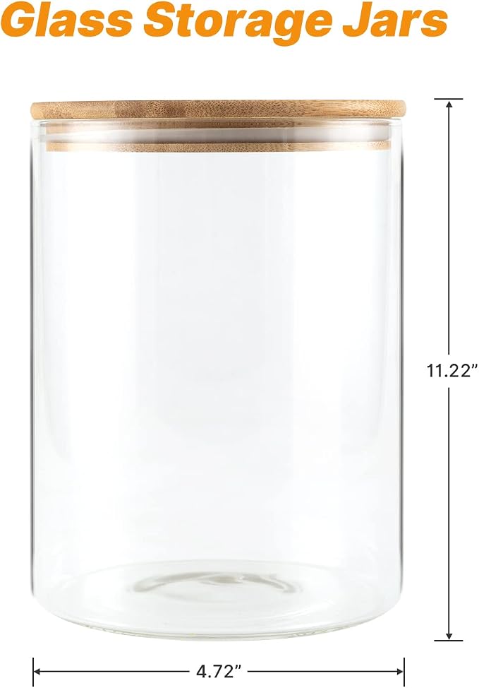 YUNCANG Glass Storage Jars, 2 PACK -108oz/3200ml Clear Glass Food Storage - Image 2