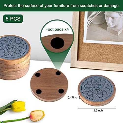 Wood Coasters for Drinks, Absorbent Coaster Sets of 5, Drinks Coasters