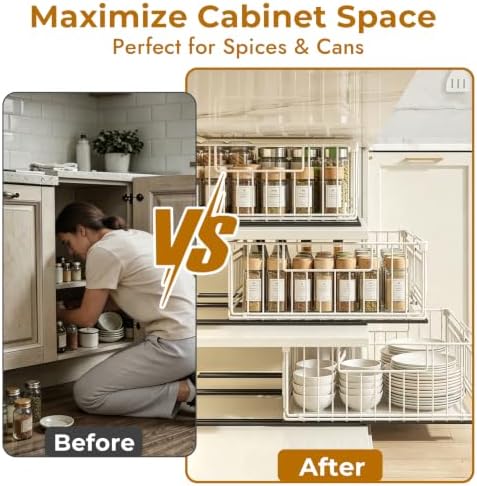 2 Pack Expandable Pull Out Cabinet Organiser Adjustable Width