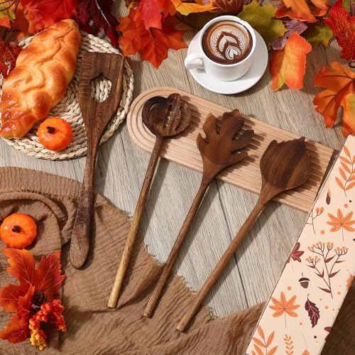 Maxdot 4 Pcs Wooden Spoons Utensils Set 12 Inch Natural Acacia Wooden