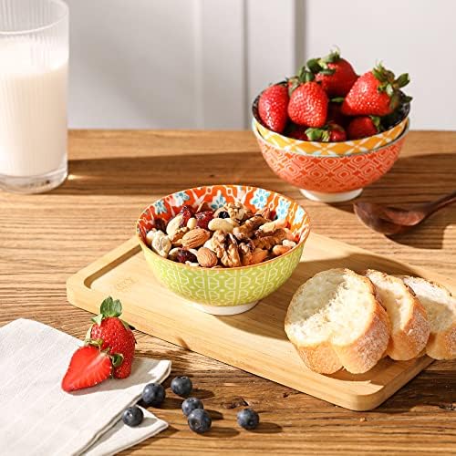 Metahom Small Ceramic Bowls, Colorful Dessert Bowls 10 Oz, Set of 6
