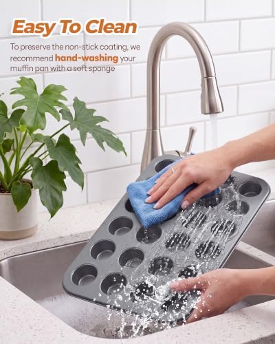 Bake Choice Mini Muffin Pan, Nonstick 24 Cup Mini Cupcake Pans