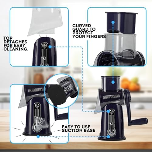 5-in-1 Rotary Cheese Grater with Handle, Purple