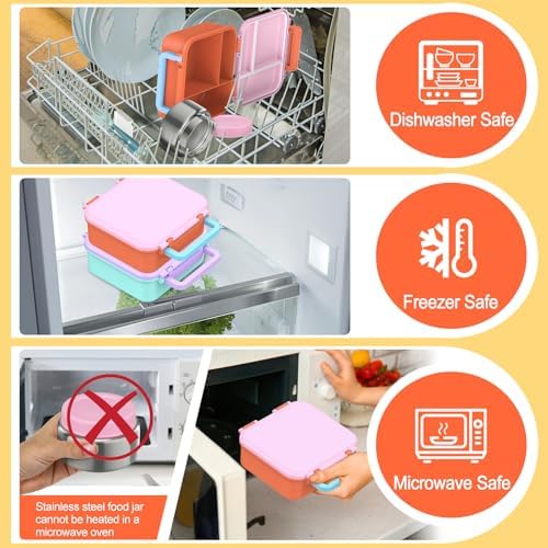 Bento Lunch Box for Kids with 9oz Thermo, Leak-proof Containers with 3