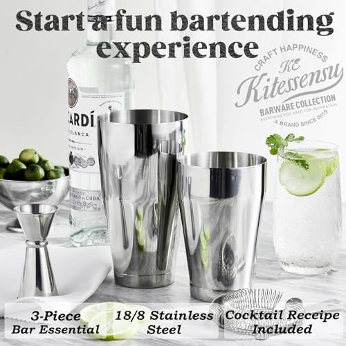 KITESSENSU Boston Cocktail Shaker Set, 4-Piece Boston Shaker Tins