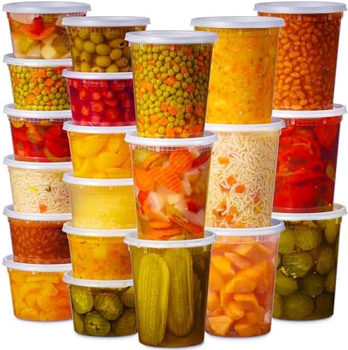 48 Clear Plastic Deli Containers with Lids, 16 oz 32 oz Combo Pack 24