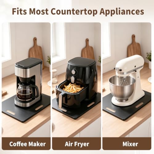 MACEVIA Appliance Slider, 360° Rolling Metal Sliding Tray for Coffee