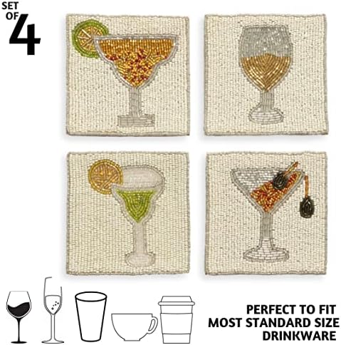 Folkulture Coasters Set of 4 for Drink, Coffee Bar Accessories, Table