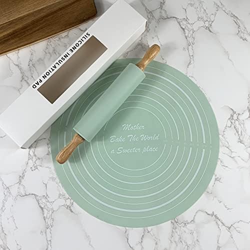 Xicennego Rolling Pin and Pastry Baking Mat Set for Kids, Food Grade