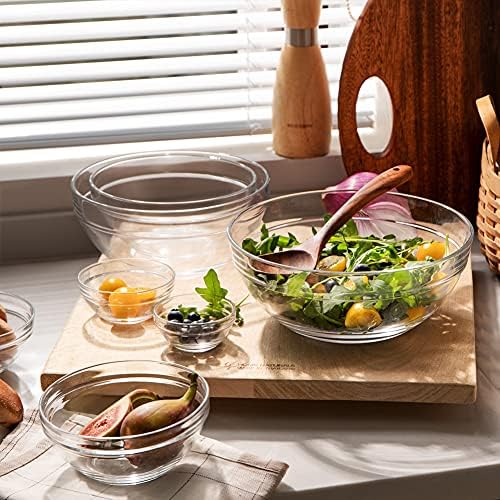 Sweejar Glass Mixing Bowls Set(set of 9),Nesting Bowls for Space