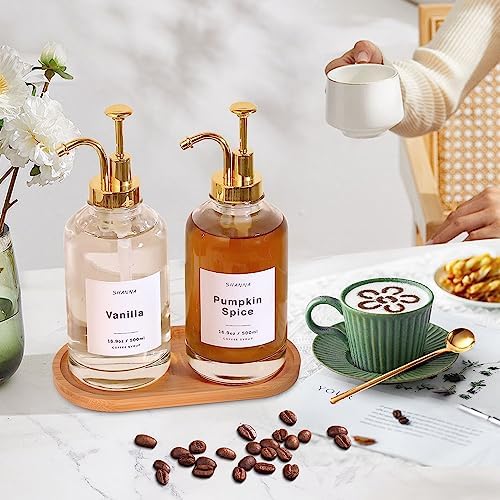 Coffee Syrup Dispenser for Coffee Bar, 16.9oz 500ml Glass Syrup