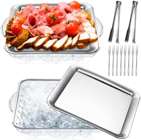 Baderke 2 Set 9" Chilled Serving Tray for Parties with Compartments