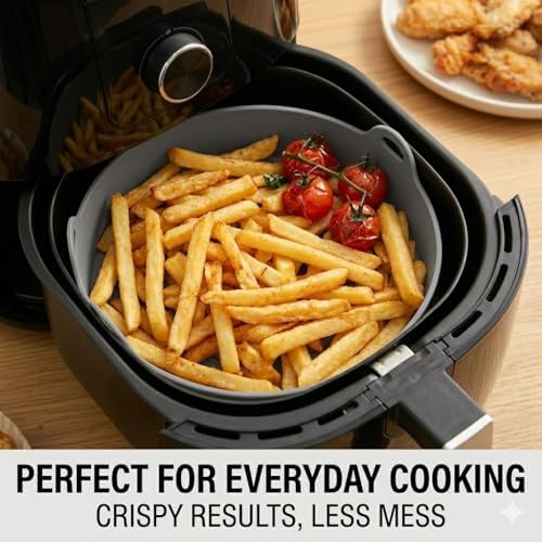 Reusable Silicone Air Fryer Liners 2 Pack, 7 & 8 Inch Nonstick Basket