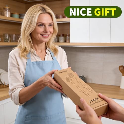 SAMEBUTECO Bamboo Cup Cleaning Brush Set of 2, 11.3 Inch