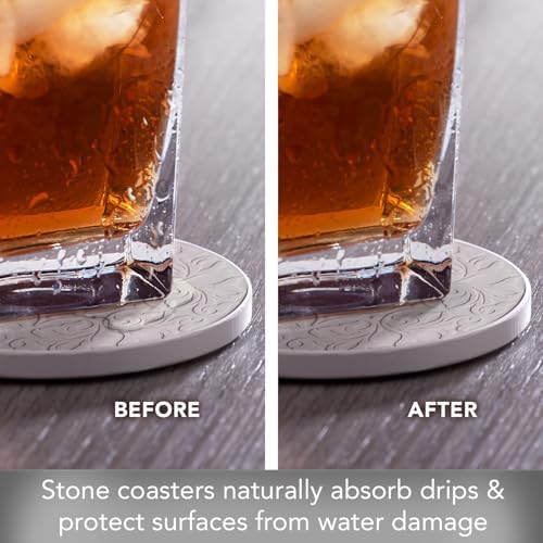 Thirstystone Victorian Lace 4 Pack Embossed Stone Coaster Set