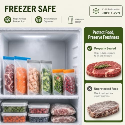 Dishwasher Safe Reusable Storage Bags Stand Up - BPA Free Reusable